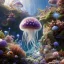 Placeholder: pixar style, volumetric summer garden environment and background, realistic painting of a jellyfish, looking excited, detailed digital painting, extreme dense and fine fur, anime, ornate, colour-washed colors, elegant, small minutiae, tiny features, particulars, centered, smooth, sharp focus, renderman gofur render, 8k, uhd, detailed eyes, realistic shaded volumetric lighting, sunlight caustics, backlight, centered camera view