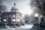 Placeholder: Beautiful landscape in pastel colors, lanterns, mansion, frosty columns, icy fountain, mystical glow, filigree, snow-covered trees,I am snow, mystical haze, black sky, white velvet clouds descend on the city, realistic, beautiful style, professional photography,about high resolution, cgi,f/19.1/200s, in light silver tones, sophistication, highly detailed, digital painting, moon, wonderful, microdetalization. colorful