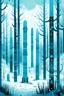 Placeholder: A cyan winter forest with falling snowflakes with pacific Northwest totem poles