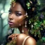 Placeholder: black skin fairy, beautiful portrait, flowery landscape