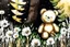 Placeholder: close-up of a cute chibi teddy bear packing piles of white clothes in the forest, laundry machine, grass and flowers next to him, melting watercolour and black ink outlines on wet paper, photorealistic, golden glitters S<AI in sunshine, ethereal, cinematic postprocessing