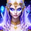 Placeholder: cosmic mage, elf, female, battle mage, cosmic sword, epic, cosmic magic, staff, long ears, white hair, face details, odd-eyes, pale skin, detailed eyes, jewellery, broad shoulders, glowing eyes, sharp ears, cosmic clothes, bright eyes