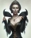 Placeholder: old evil queen in black leather gown, femme fatale, volouptous, busty, cleavage, angry, emperious, 8k resolution concept art portrait by Greg Rutkowski,