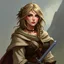 Placeholder: a pretty middle-aged woman, medieval, fantasy, mercenary, elven, digital art, stylised