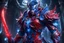 Placeholder: Aion Warrior in a mega cool iron super blue + Red suit with on his arms and shoulders, hdr, (intricate details, hyperdetailed:1.16), piercing look, cinematic, intense, cinematic composition, cinematic lighting, color grading, focused, (dark background:1.1)
