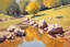 Placeholder: Sunny day, rocks, mountains, puddle, rodolphe wytsman and ludwig dettman impressionism paintings