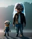 Placeholder: Minion toddler, cyberpunk, full body, white hair, leather jacket, dramatic lighting, hyper realistic