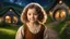 Placeholder: little young hobbit girl toddler, beautiful, confident, calm, wise, happy, innocent, facing camera, head and shoulders, curly hair, hobbit clothing, perfect eyes, LOTR village, hobbit homes with circular windows and circular doors, night scene, stars, fireflies, 16k artistic photography, exquisite composition, photorealistic concept art, soft natural volumetric light, chiaroscuro, award-winning photograph, masterpiece, style William-Adolphe Bouguereau