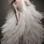 Placeholder: dress made out of feathers sequins and tulle and organza, swirlng, ethereal, heavenly, stunning colors, chiaroscuro, fashion photography, vogue, dramatic, beautiful lighting, delicate composition, aesthetic, ballerina, ballgown