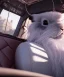 Placeholder: Ultra realistic back seat of limousine image, wide angle view, Alice woman and white rabbit man, many color balls, circus clothing, long hair, smoke, feather long coat, soft color, highly detailed, unreal engine 5, ray tracing, RTX, lumen lighting, ultra detail, volumetric lighting, 3d, finely drawn, high definition, high resolution.