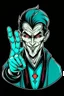 Placeholder: The vampire with turquoise eyes shows the middle finger