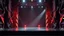 Placeholder: a 3d fractal stage structre made of metallic dark color 3d structures, pertty artistc background,dynamic lights,prances in modern fashion clothing dansing in stage