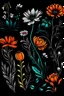 Placeholder: Coloring flowers with black background