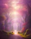 Placeholder: park mystical dream, trees, path, bird, sunshine, mystical, fantasy, romanticism, pastel colors, daylight, daytime, acrylic painting, detailed, soft focus,