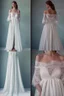 Placeholder: Lace and silk off-the-shoulder wedding dress is very long for sea lovers Photorealistic