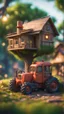 Placeholder: tractor with a tree house on top,bokeh like f/0.8, tilt-shift lens 8k, high detail, smooth render, down-light, unreal engine, prize winning