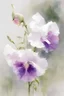 Placeholder: watercolor painting, by Richard Schmid, ((best quality)), ((masterpiece)), ((realistic, digital art)), (hyper detaile), watercolor painting, Masterpiece, intricate details, Richard Schmid, style, intricate details, sweet pea flowers, white background, vivid coloring, some splashes