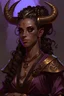 Placeholder: dnd, fantasy, high resolution, portrait, tiefling female priest with long horns