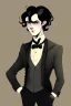 Placeholder: black haired dandy wizard in the style of beresford egan