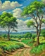 Placeholder: Green shrublands near a Karoo painted by Alfred Sisley