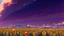Placeholder: purple sky full of stars, sunflower field, anime, high res, makoto shinkai
