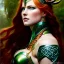 Placeholder: portrait 'beautiful Sexy Busty Redhead Sif',braided long hair,horned helmet, celtic tattoed,crystal clear green eyes,painting by gaston bussiere, greg rutkowski, yoji shinkawa, yoshitaka amano, tsutomu nihei, donato giancola, tim hildebrandt, oil on canvas, cinematic composition, extreme detail,fit full head inside picture,32k