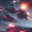 Placeholder: EXPLODING SPACESHIP, TWO SHIPS SHOOTING LASERS IN BATTLE, cinematic lighting, 4k, 8k, octane render, digital concept art, pinterest, extremely detailed, ambient lighting.