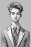 Placeholder: Sketch of a non-binary teenager wearing a suit