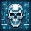 Placeholder: FLAT VECTOR LAYERED IMAGE OF CYBERNETIC SKULL PARTS IN A SCHEMATIC