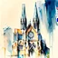 Placeholder: stylistic watercolour cathedral building