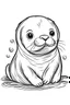 Placeholder: cute coloring page, sketch style, cute baby seal in the ice, cute cartoon, white and black, withe background, no shadows, outline.