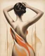 Placeholder: Esboço do corpo de uma mulher, with her back turned, and her arms are outstretched line fluid abstract, art style by Coco Vandi, retro minimal, trendy art, art style by Eckhart Tolle and Fabio Hurtado