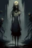 Placeholder: strane tall lady, horror, little nightmare videogames style