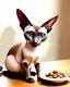 Placeholder: Pleading Oriental shorthair chocolate point Siamese cats with blue eye.The family pets. The drama queen. "Hey! Hey! There's a problem. Over here! Right here! It's my food dish! What do you mean, so what? It's completely empty! I'm starving! I'm skin and bones!"Modifiers:extremely detailed fantasy Arthur Rackham Gothic whimsical Andrea Kowch Daniel Merriam Kevin Sloan alcohol ink Magritte Esao Andrews Kate Leiper Dream pen and ink Graham Bruce Richards Crackling lightning inca