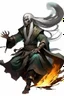 Placeholder: Air genasi from dnd with ashesen skin and asian flowing hair herematerial smoke Monk attire with ash giant Black Smoke Some hair Which Moke around him