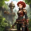 Placeholder: Meet her, a daring steampunk adventurer with an intricately designed brass-and-copper exoskeleton that enhances her agility and strength. With her wild, copper-red hair, she navigates lush jungles and forgotten ruins with her versatile gear, including a steam-powered grappling hook and a clockwork compass that always points to adventure. Adorned in a leather duster and fitted corset [Shattered Image, Shot the texture, rewind the film for double exposition from multiple 1979 B colour movies]