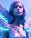 Placeholder: A crystalised queen, atmospheric, realistic, unreal engine, cinematic lighting, octane render. blue, pink, transparency, light, shine,bright, full body, transparent wings, blonde, long hair, nice smile