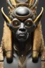 Placeholder: Anunnaki black male African Egyptian alien, cracks in the voodoo head, wicked, eyes, crown, Elephant, 8k, finely detailed, photo realistic, tiger turquoise skull head gold dragon space alien snow skeleton gold olmec silver crown silver eyes