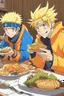 Placeholder: Naruto eating a steak with homelander