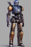 Placeholder: A Star Wars Combat Droid, Wearing Western Cowboy Clothes, Armor looks similar to Halo, Wearing a cowboy hat and a cowboy over coat.