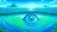 Placeholder: fantasy illustration of a beautiful pacific ocean, blue colors with big green eyes