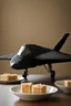 Placeholder: Stealth bomber made of rice crispy treats, photorealistic