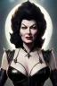 Placeholder: Ava Gardner as evil queen in black leather, busty, cleavage, curvy, angry, stern look. character design by cory loftis, fenghua zhong, ryohei hase, ismail inceoglu and ruan jia. unreal engine 5, artistic lighting, highly detailed, photorealistic, fantasy