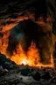 Placeholder: fire explosion in side a cave