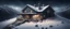 Placeholder: Hyper Realistic areal view of an abandoned house on the top of a mountain at heavy snowfall night