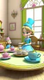 Placeholder: Princess Penelope's preparations for the tea party,cartoon,3D