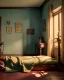 Placeholder: Room scene with alligator sleeping, Wes Anderson styler, realistic image, concept art, smooth, unreal engine 5, god lights, ray tracing, RTX, lumen lighting, ultra detail, volumetric lighting, 3d.