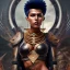 Placeholder: fantasy setting, woman, dark-skinned, indian, ranger, 23 years old, mohawk haircut, mohawk haircut, long hair