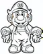 Placeholder: outline art for Mario coloring page, Japanese manga style, cartoon style, cute face, white background sketch style, full body is a must, only use outline, clean line art, no shadow, bold outline