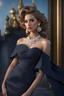 Placeholder: full body woman, from Russian Federation , elegant dress, elegant curled hair , 19 years old ,earring, nice make up,8k, Candid avant garde portrait, charming woman, wearing Lovely Flower Diamond Pendant, octane render 3d, plastic material